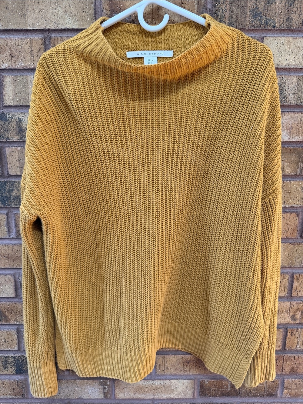 Max Studio Mustard Ribbed Mock Neck Sweater